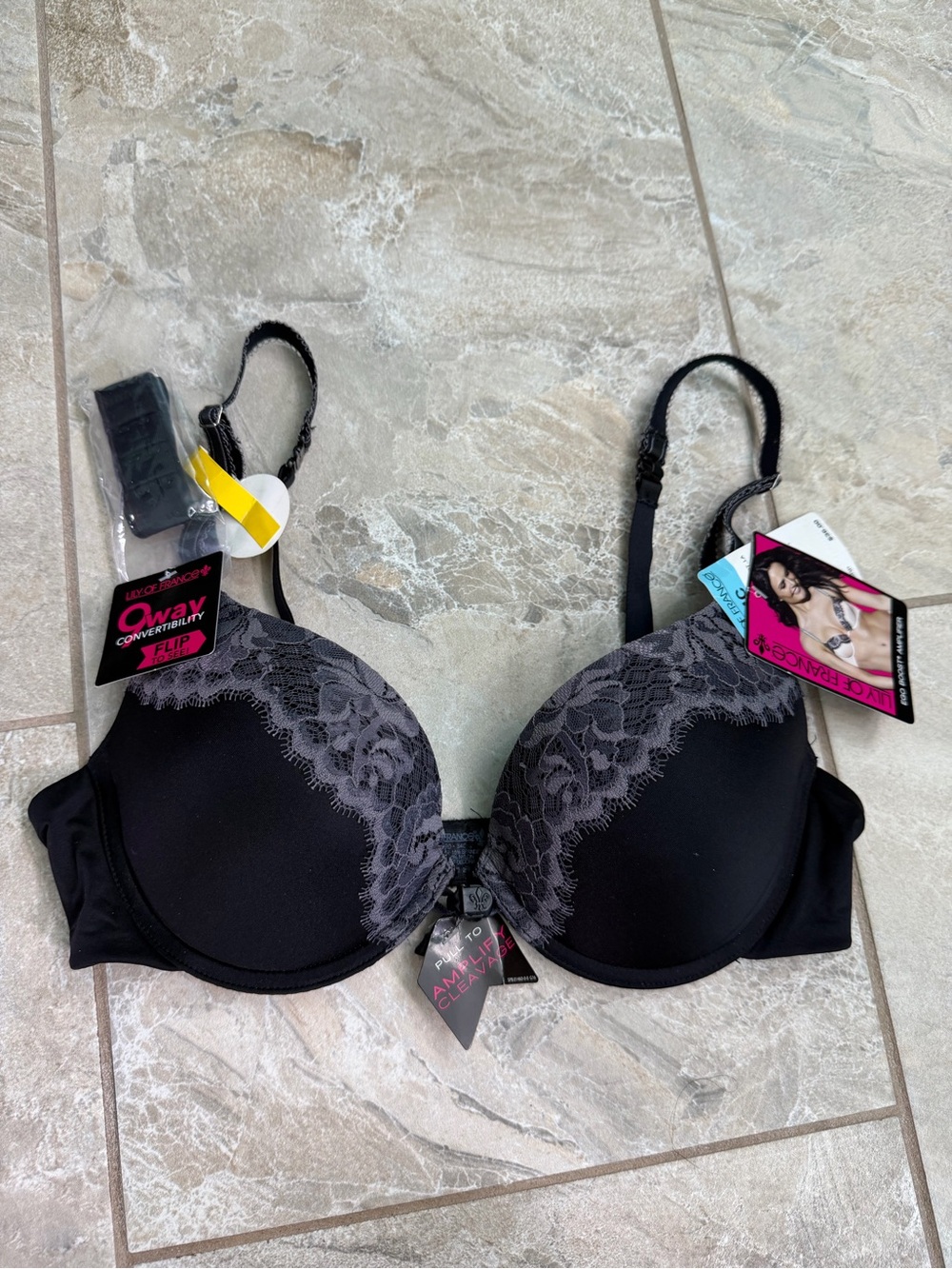 Lily of France Ego Boost Amplifier 9 Way Convertible Push-Up Bra Size 34C